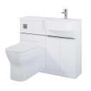Royo Linea 1000mm Basin And WC Combination Pack White Gloss.
