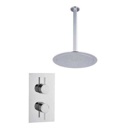 Round Concealed Thermostatic 2 Handle 1 Way Shower Kit (Ceiling Kit)