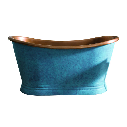 Copper Baths Freestanding Boat Bath - Copper Inner/Patinata Blue Outer - 1500mm