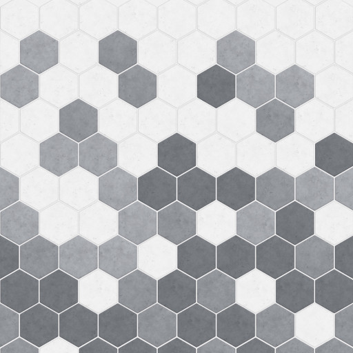 Kinedo Shower Wall Panels Kinewall Grey Monochrome Hexagon 1250mm x 2500mm.