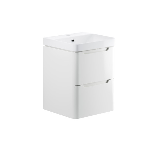 Duomo 500mm 2 Drawer Wall Hung Cloakroom Basin Unit - White Gloss