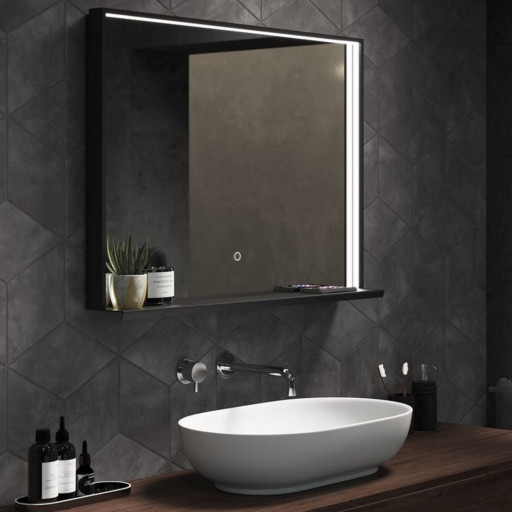 Sensio Element Black LED Mirror with QI Charger 600 x 800mm.
