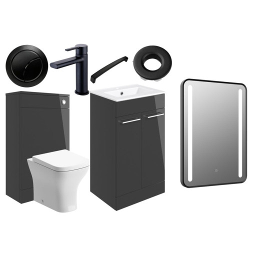 Moderno 510mm F/S Furniture Pack - Anthracite Gloss w/Black Finishes