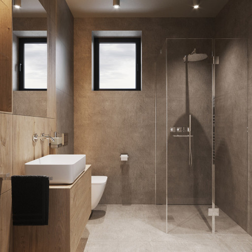 Showerwall Cappuccino Marble 900mm – Square Edge.