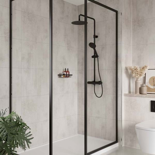 White Gypsum Tile Effect Waterproof Bathroom Panel 600mm wide