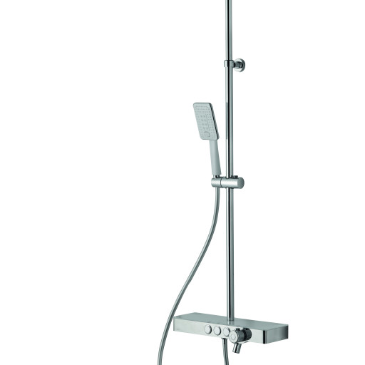 Vema Thermostatic Shower Column w/Fixed Head  Riser  Shelf & Foot Wash - White/Chrome