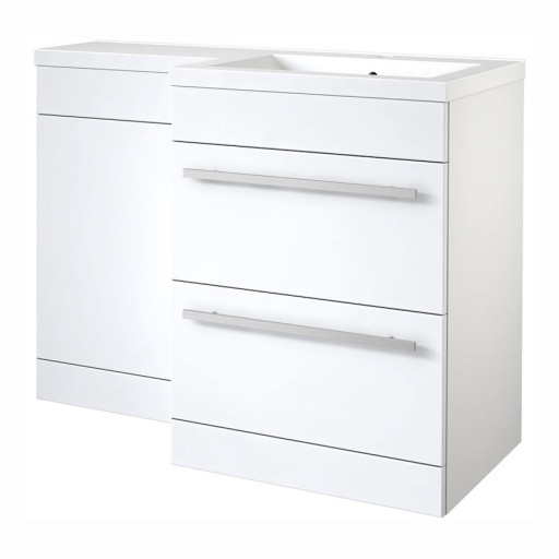 Kartell Matrix 1100 White 2 Drawer L Shaped Basin And WC Combination Pack.
