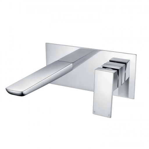 RAK Moon Wall Mounted Basin Mixer Tap with Back Plate - Chrome & Black