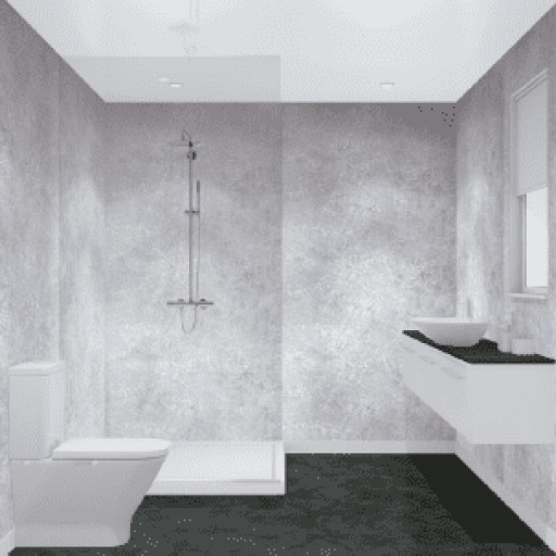 1m Wide Grey Concrete UPVC Shower Panel.