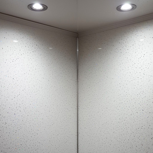 1m Wide White Sparkle UPVC Shower Panel.