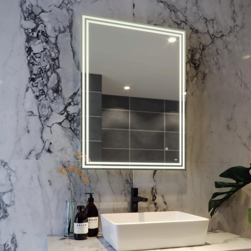 RAK Hermes Portrait Illuminated LED Bluetooth Mirror With Switch And Demister Pad - 800mm X 600mm