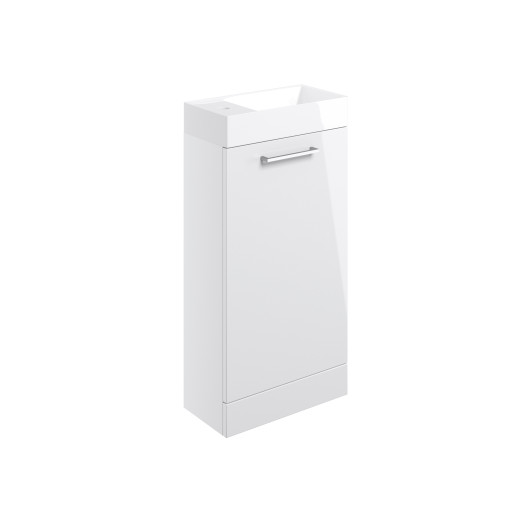Moderno 410mm Floor Standing 1 Door Basin Unit & Basin - White Gloss