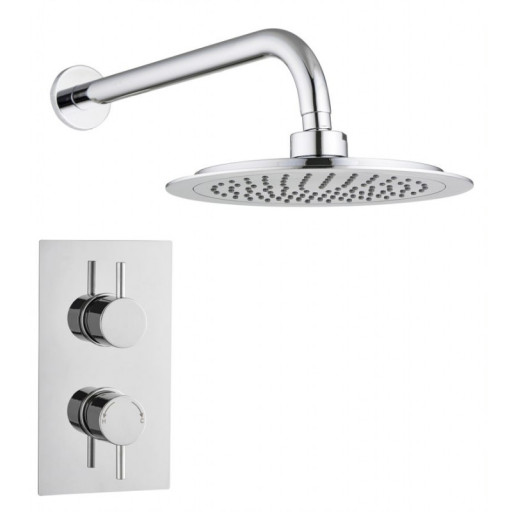 Round Concealed Thermostatic 2 Handle 1 Way Shower Kit (Wall Kit)