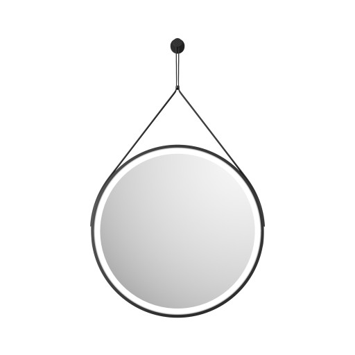 Black Round LED Hanging Mirror