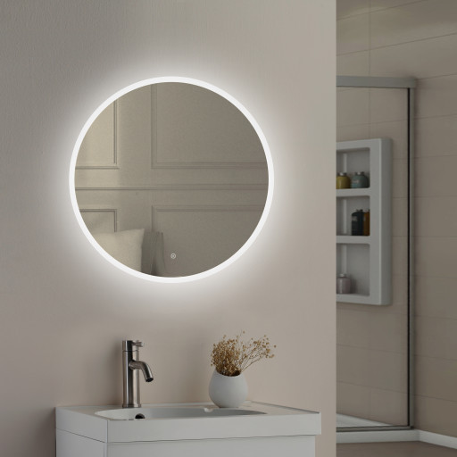Lily Slimline LED Round Touch Mirror w. Demist & Colour Change 600mm