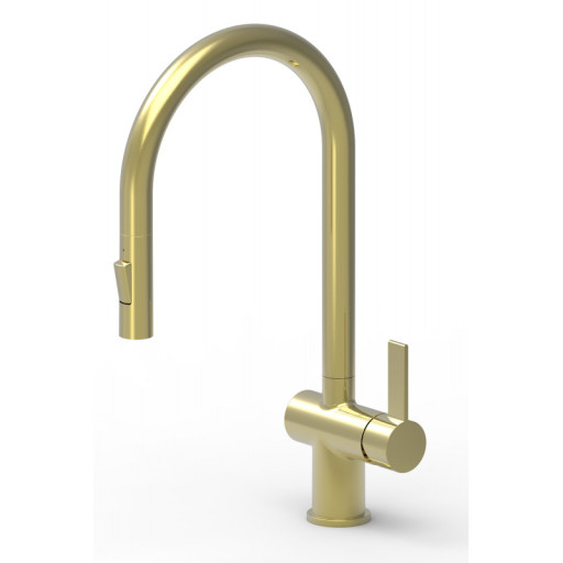 Tailored Mayhill Brushed Brass Single Lever Pull Out Kitchen Tap