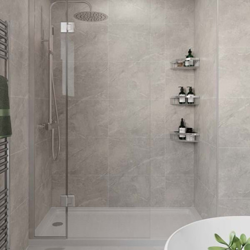 Valmasino Marble Tile Effect Waterproof Panel Bathroom 600mm wide