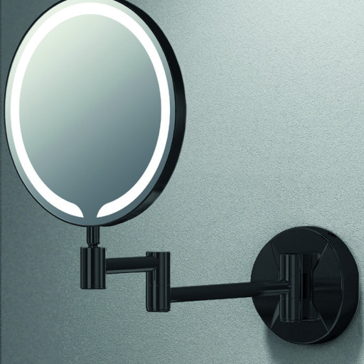Penny Orca Round LED Make Up Mirror - 8" Black.
