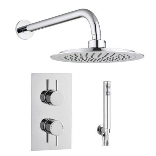 Round Concealed Thermostatic 2 Handle 2 Way Shower Kit (Wall Kit)