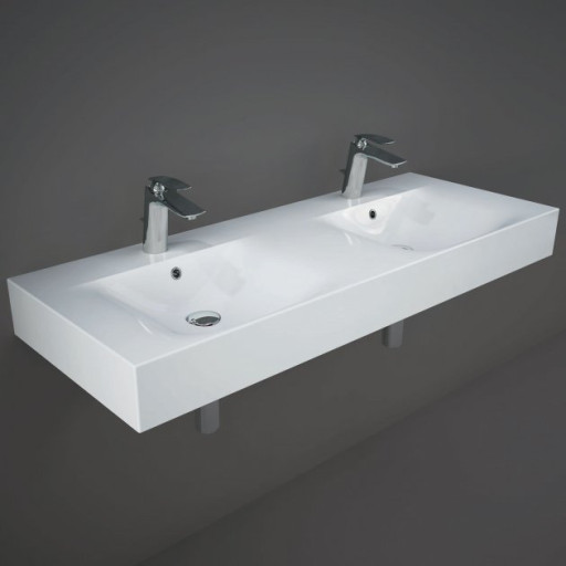 RAK Des Wall Hung Double Basin 1200mm Wide - 2 Tap Hole