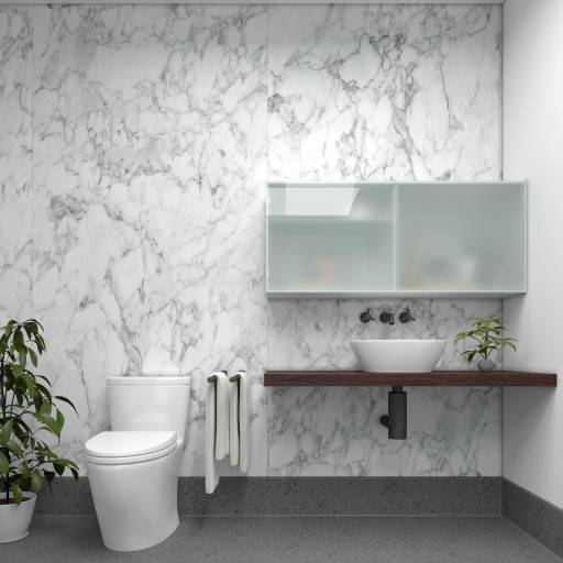 Showerwall Calacatta Marble 900mm – Square Edge.