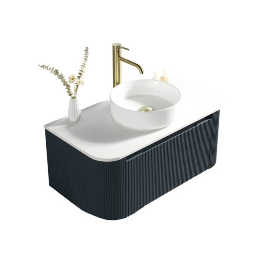 Flauto Fluted Curve Wall Hung Basin Unit 870mm Midnight Shadow