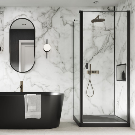 Showerwall Veneto Marble 900mm – Square Edge.