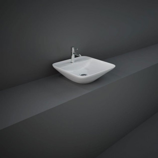 RAK Variant Square Countertop Wash Basin 420mm Wide 1 Tap Hole - Alpine White
