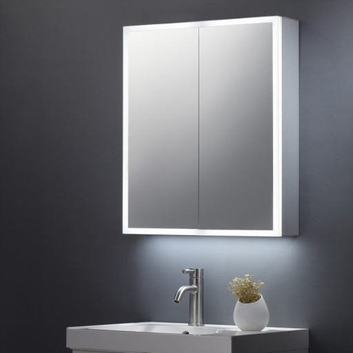 Bethany Double Door Mirror Cabinet LED 600mm x 700mm.