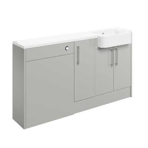 Beatrice 1542mm Basin  WC & 1 Door Unit Pack (LH) - Light Grey Gloss