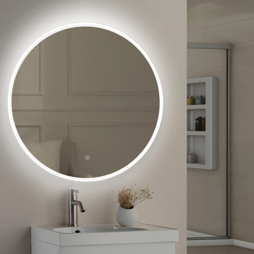 Lily Slimline LED Round Touch Mirror w. Demist & Colour Change