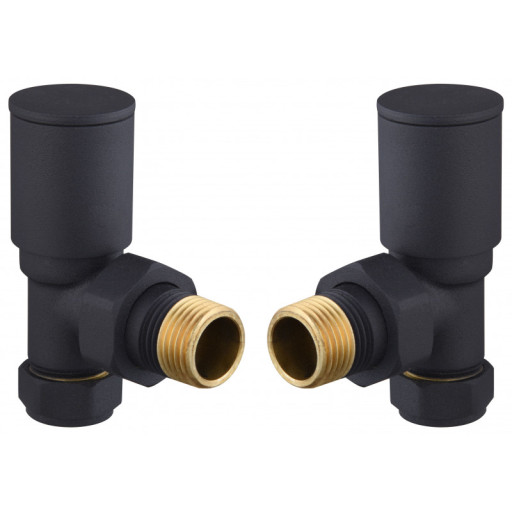 Tailored Anthracite Modern Angle Towel Rail Valves